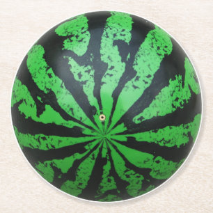 Wassermelone Fußball/Fußball Runder Pappuntersetzer