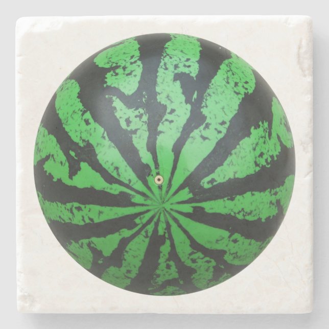 Wassermelone Fußball/Fußball Steinuntersetzer (Vorderseite)