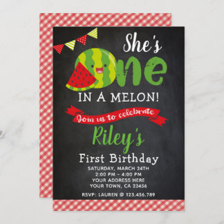 Wassermelone-Geburtstags-Einladung, Tafel Einladung