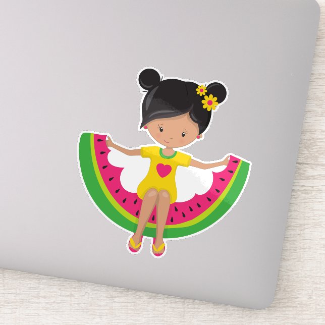Wassermelone Girl, Latina Girl, Dress, Flip Flops Aufkleber (Detail)