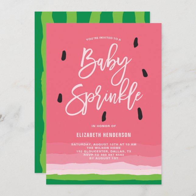Wassermelone Gradient Modern Baby Sprinkle Einladung (Vorne/Hinten)