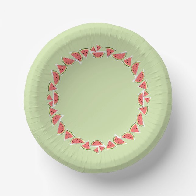 Wassermelone Green Pieces Circle Pappteller (Vorderseite)