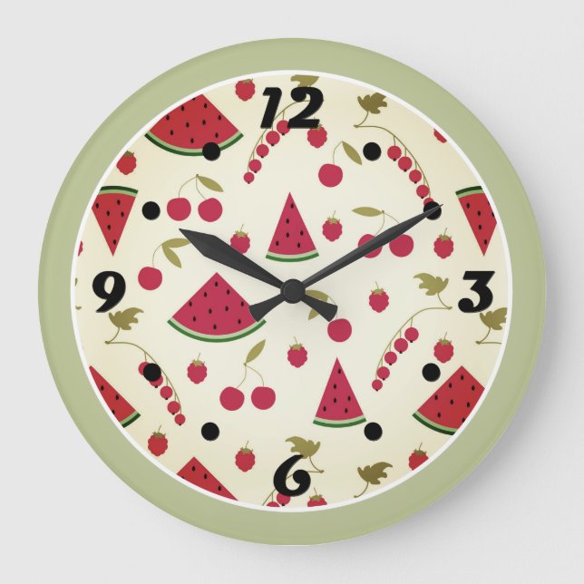 Wassermelone Große Wanduhr (Vorderseite)