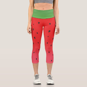 Wassermelone, grün und rot, mit Samen Capri Leggings
