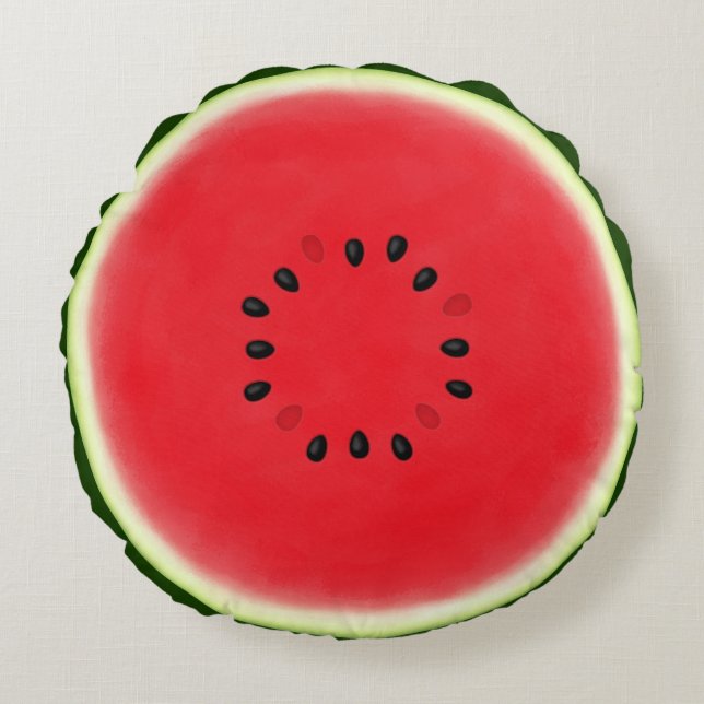 Wassermelone Halbwertszeit mit 12 Samen Rundes Kissen (Vorderseite)