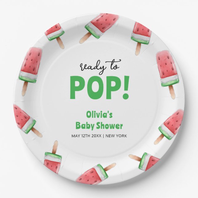Wassermelone Ice Cream Popcicle Baby Dusche Pappteller (Vorderseite)