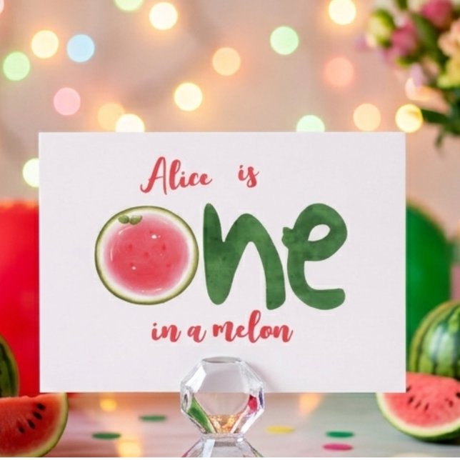 Wassermelone in einer Melone ersten Geburtstag Einladung (Von Creator hochgeladen)