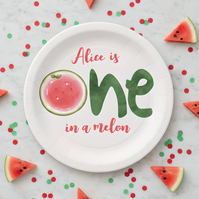 Wassermelone in einer Melone ersten Geburtstag Pappteller (Von Creator hochgeladen)