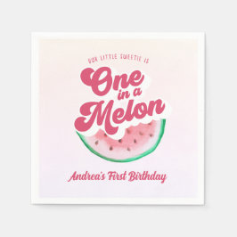 Wassermelone in Melon Retro Erster Geburtstag Serviette