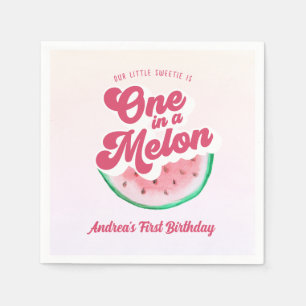 Wassermelone in Melon Retro Erster Geburtstag Serviette