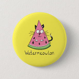 Wassermelone Katze Niedlich Kinder Button