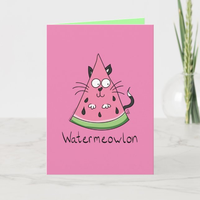 Wassermelone Katze Niedlich Kinder Karte (Vorderseite)