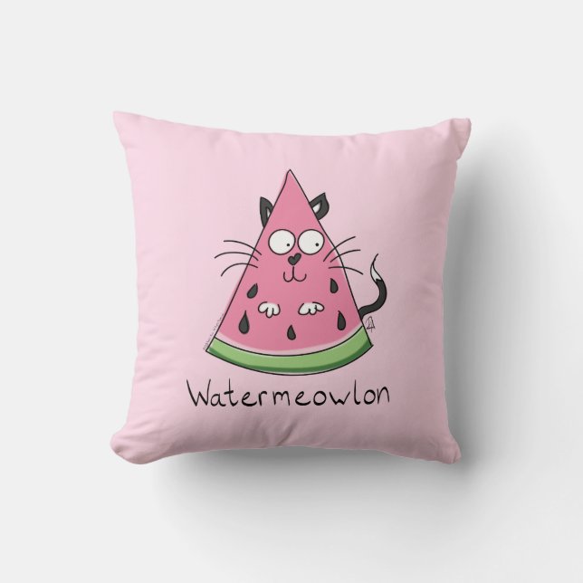 Wassermelone Katze Niedlich Kinder Kissen (Vorderseite)
