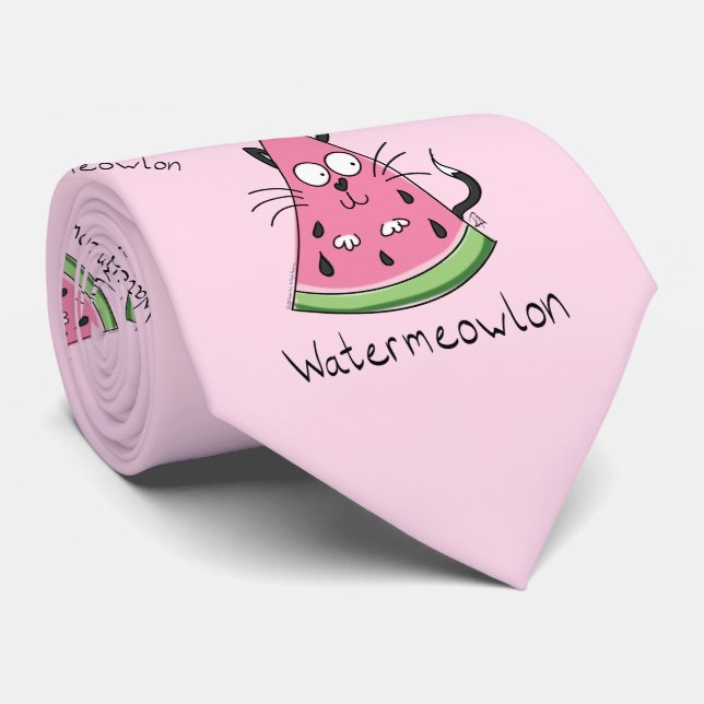 Wassermelone Katze Niedlich Kinder Krawatte (Gerollt)