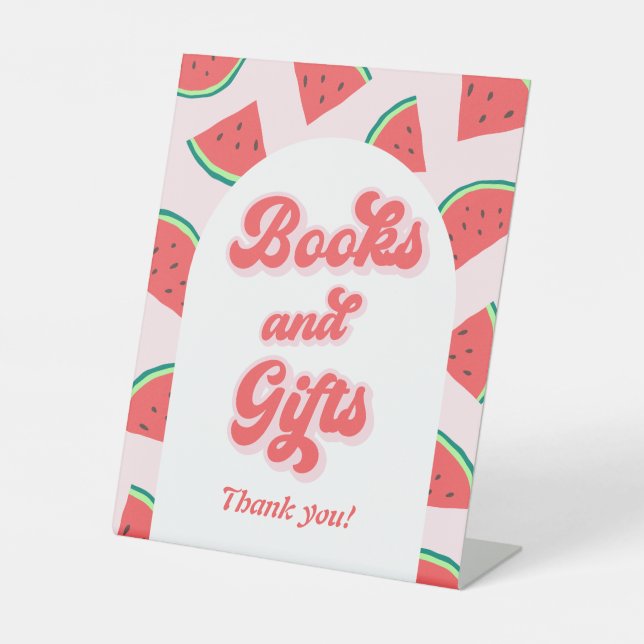 Wassermelone Kinderdusche Bücher und Geschenk Sockelschild (Vorderseite)