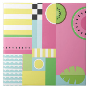 Wassermelone, Kiwi, Sommer lustige bunte Muster Fliese