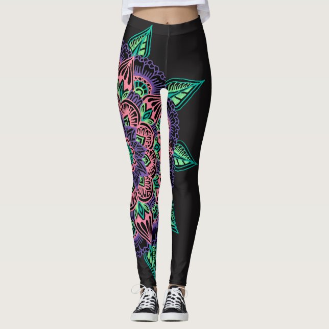 Wassermelone-Mandala Leggings (Vorderseite)