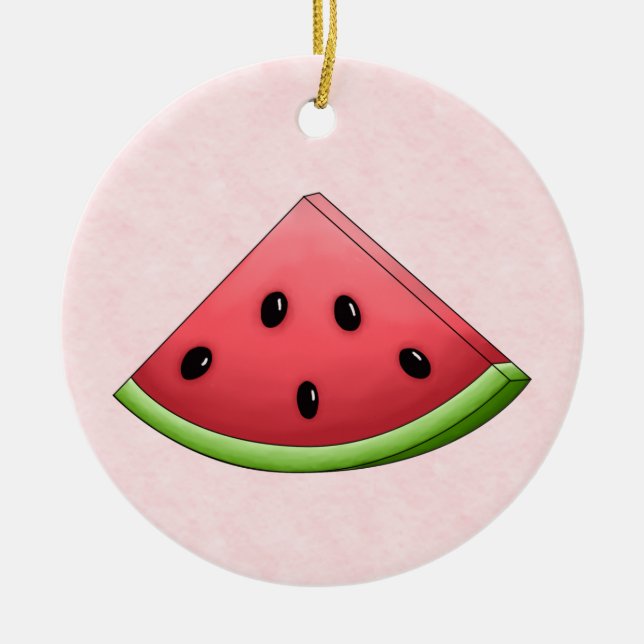 Wassermelone mit rosa Hintergrund Keramikornament (Vorne)
