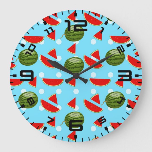 Wassermelone mit Slice Große Wanduhr (Vorderseite)