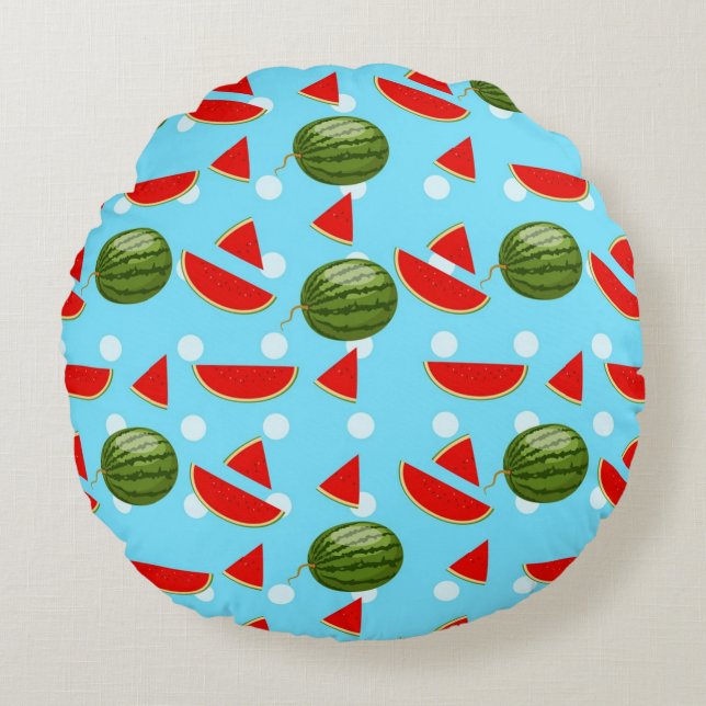 Wassermelone mit Slice Rundes Kissen (Vorderseite)