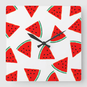 Wassermelone Muster Dreiecke Quadratische Wanduhr