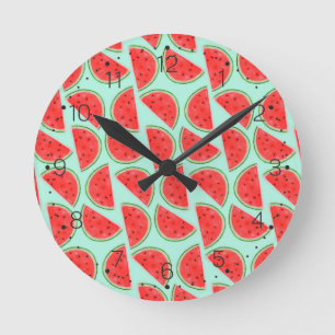 Wassermelone-Muster - Wanduhr mit Zahlen