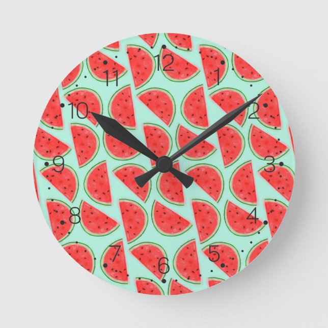 Wassermelone-Muster - Wanduhr mit Zahlen (Vorderseite)