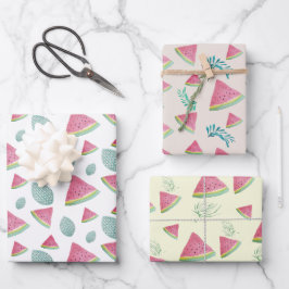 Wassermelone Muster Wasserfarbe Handgestrichen Geschenkpapier Set