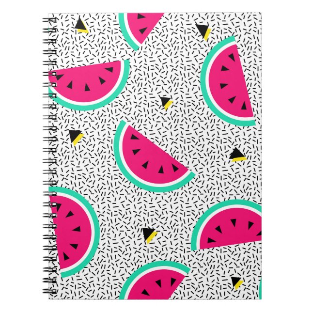 Wassermelone nahtlos Muster. Geometrischer Retrost Notizblock (Vorderseite)