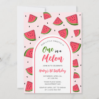 Wassermelone Niedlich in Melon 1. Geburtstag eines Einladung
