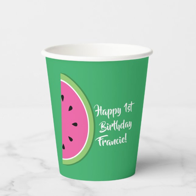 Wassermelone Niedlich Kids 1. Geburtstag Pappbecher (Vorderseite)