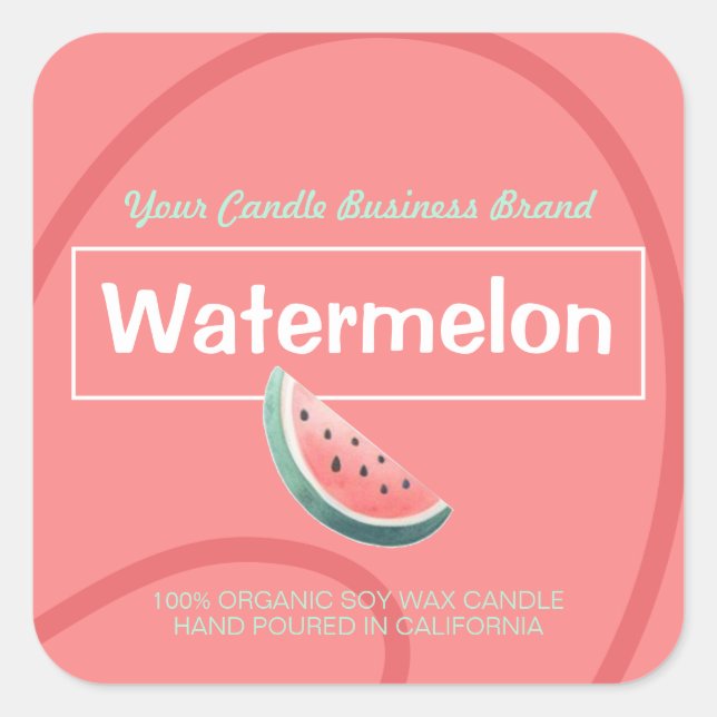 Wassermelone Niedlich Style Modern Soy Candles Lab Quadratischer Aufkleber (Vorderseite)