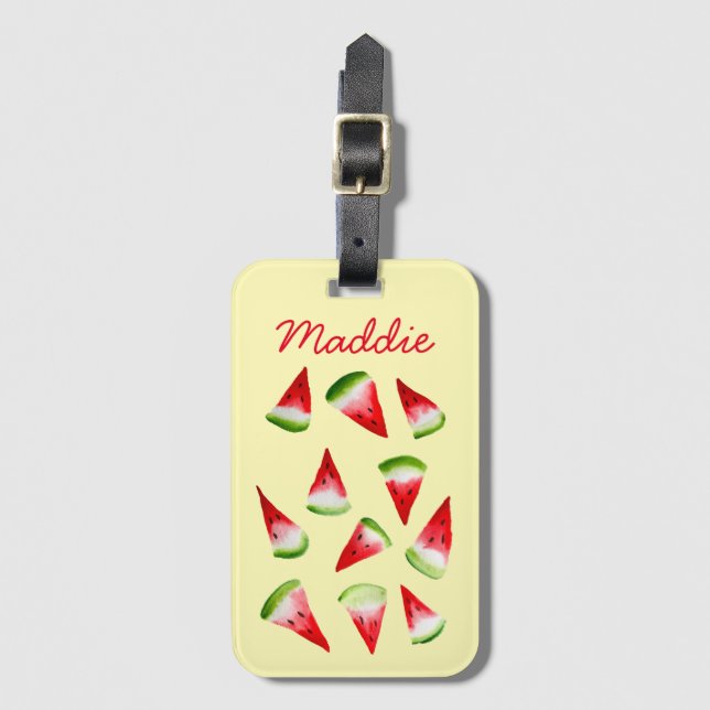 Wassermelone niedliche Früchte Gepäckanhänger (Vorderseite Vertikal)