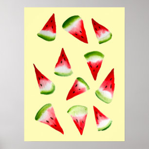 Wassermelone niedliche Früchte Poster