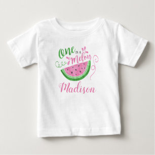 Wassermelone-personalisiertes rosa baby t-shirt