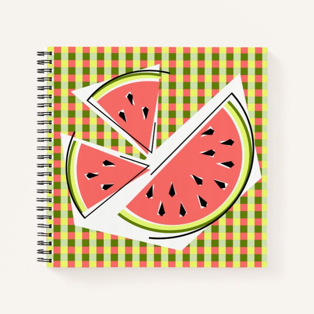 Wassermelone Pieces Karo Notizbuch (Vorderseite)