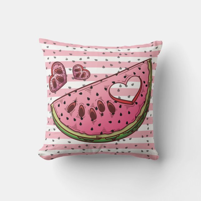 Wassermelone Pink Green Niedlich Kissen (Vorderseite)