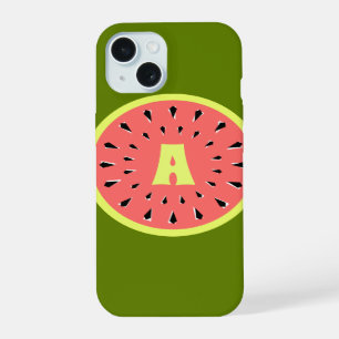 Wassermelone Pink 'Monogramm' iPhone 15 Hülle