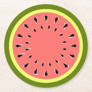Wassermelone Pink Runder Pappuntersetzer
