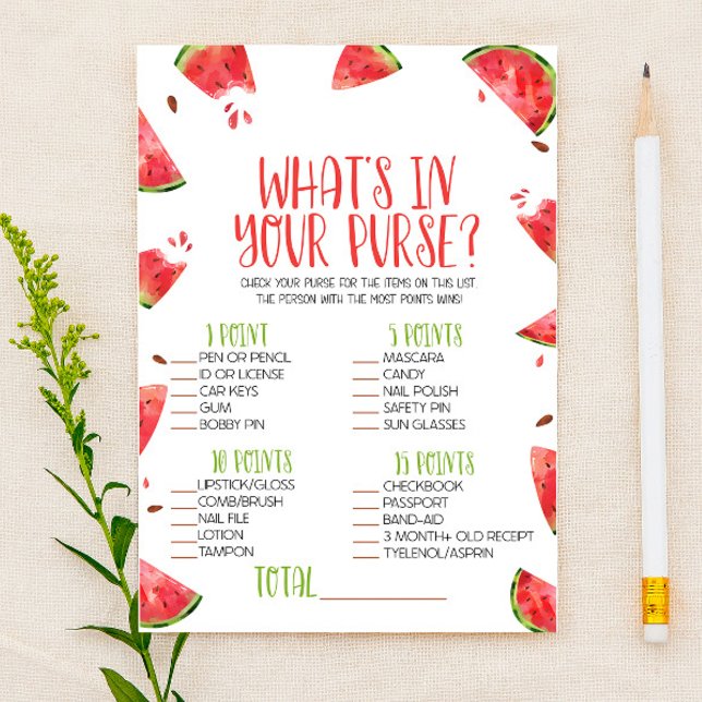 Wassermelone Pink Was ist in Purse Baby Duschspiel Briefpapier (Von Creator hochgeladen)