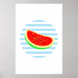 Wassermelone, Plakat, Sommerposter, Kreis BLAU Poster