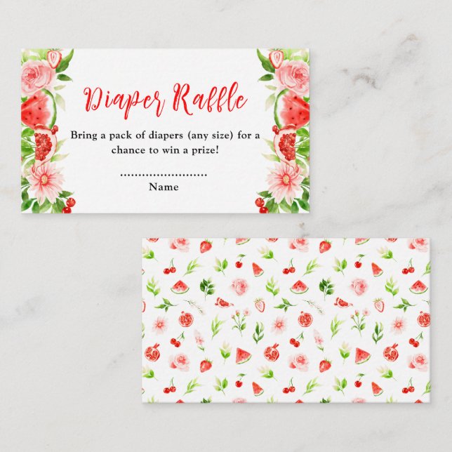 Wassermelone Pomegranate Babydusche Windelwanne Begleitkarte (Vorne/Hinten)