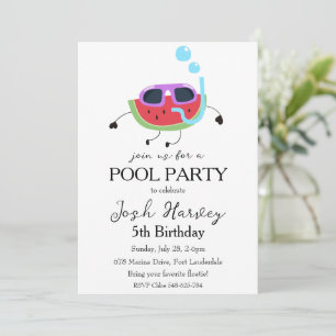 Wassermelone Pool Party Geburtstagseinladungen Einladung