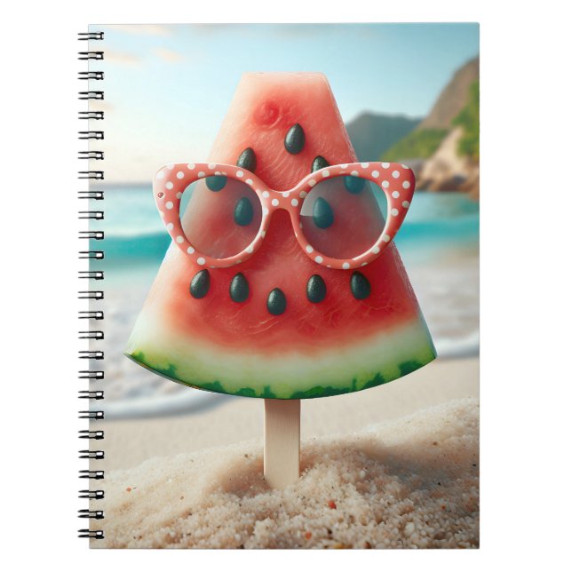 Wassermelone Popsicle mit Sonnenbrille Notizblock (Vorderseite)