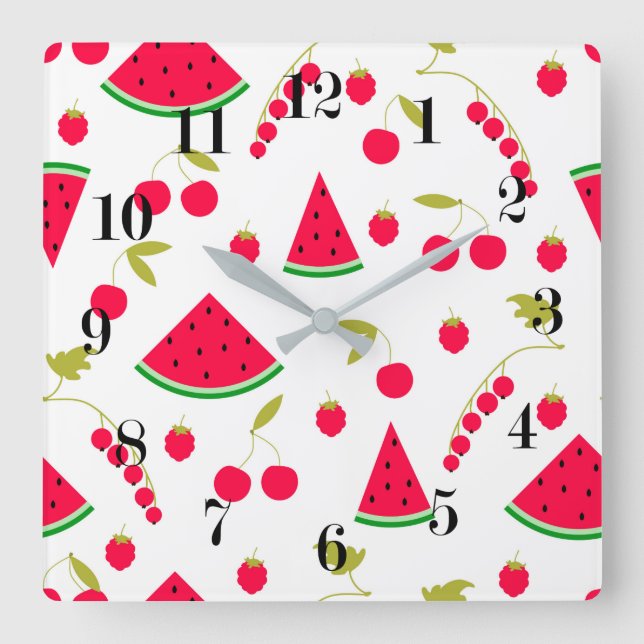Wassermelone Quadratische Wanduhr (Vorderseite)
