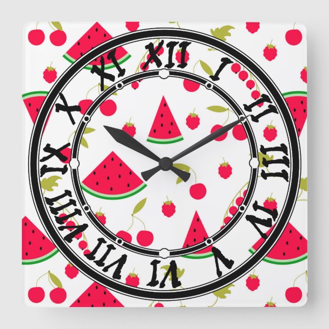Wassermelone Quadratische Wanduhr (Vorderseite)