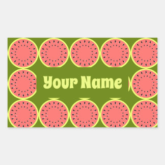 Wassermelone Rosa Rechteck für Mehrnamen Rechteckiger Aufkleber