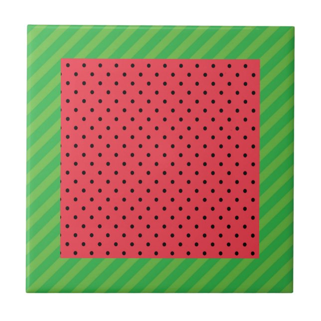 Wassermelone rosa und grüne Sommermuster Fliese (Vorderseite)