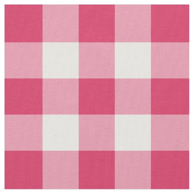 Wassermelone-rosa und weißes Gingham-Muster-Gewebe Stoff (Nahaufnahme)