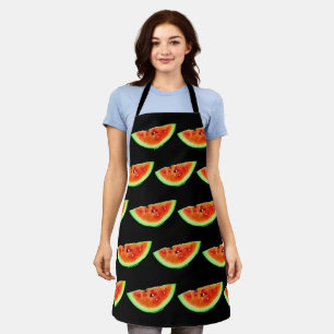 Wassermelone Rot Grün Schwarz All-Over-Print Schür Schürze
